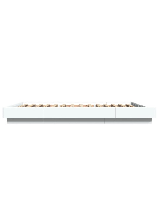 Gultas rāmis ar LED, balts, 135x190 cm, inženierijas koks