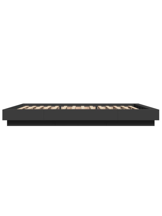 Gultas rāmis ar led, melns, 135x190 cm, inženierijas koks