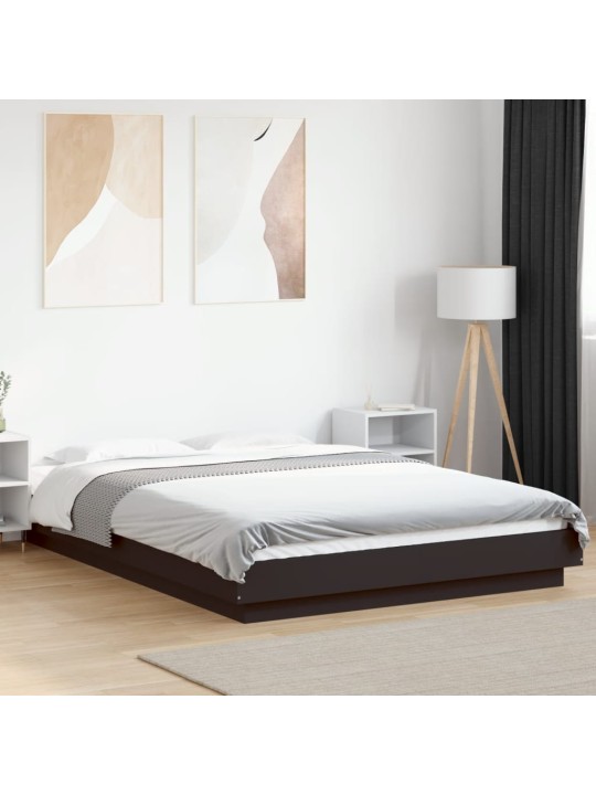 Gultas rāmis ar led, melns, 135x190 cm, inženierijas koks
