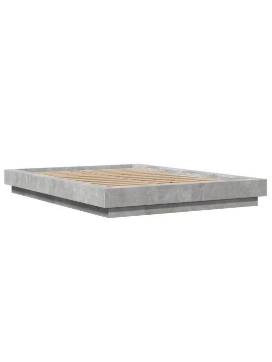 Gultas rāmis ar led betona pelēks, 135x190cm, inženierijas koks