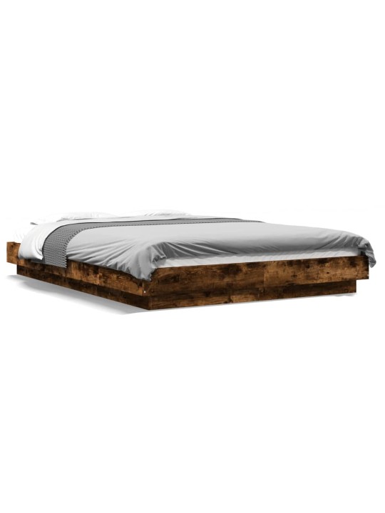 Gultas rāmis ar LED, ozola krāsa, 135x190 cm, inženierijas koks