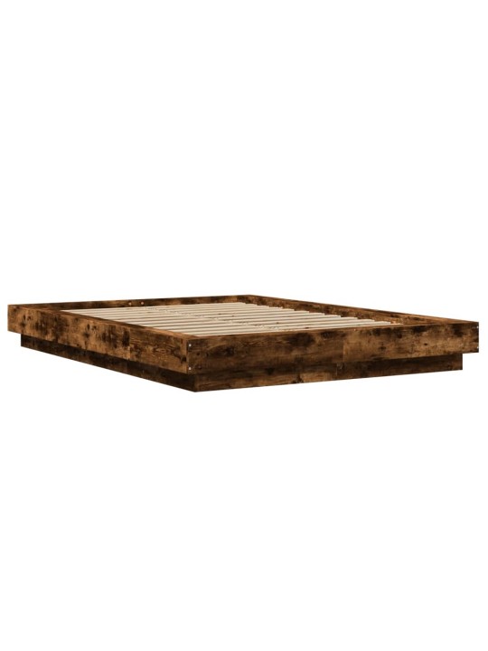 Gultas rāmis ar LED, ozola krāsa, 135x190 cm, inženierijas koks