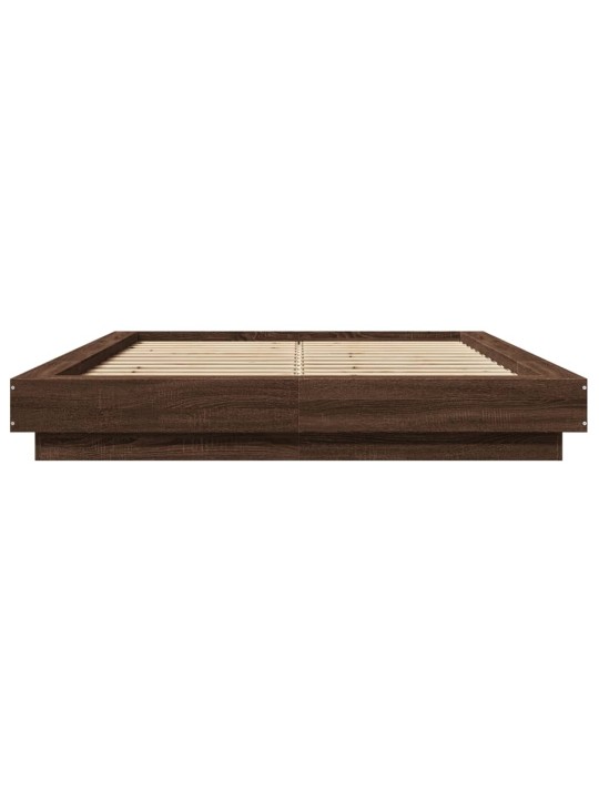 Gultas rāmis ar led, brūna ozola, 135x190 cm, inženierijas koks