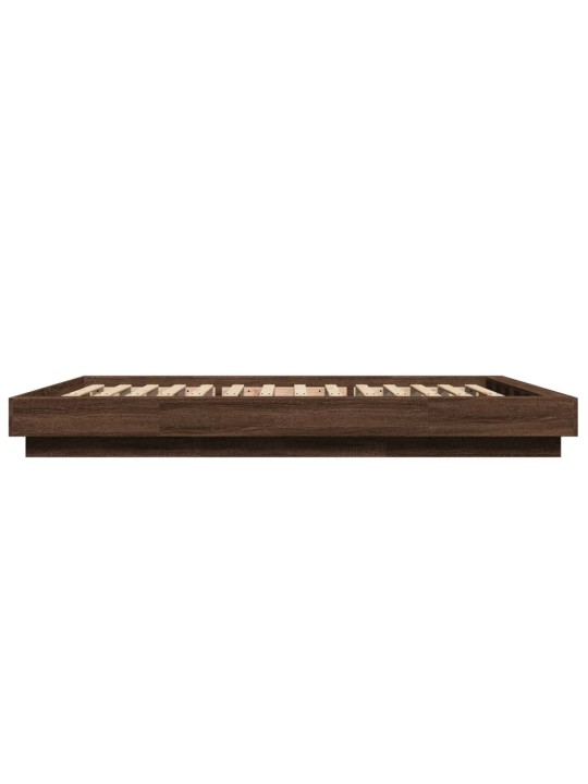 Gultas rāmis ar led, brūna ozola, 135x190 cm, inženierijas koks