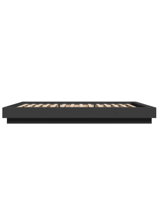 Gultas rāmis ar led, melns, 120x190 cm, inženierijas koks