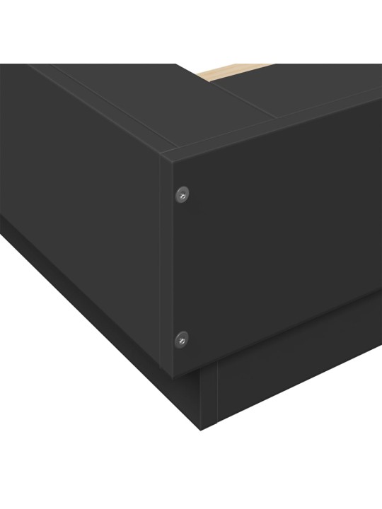 Gultas rāmis ar led, melns, 120x190 cm, inženierijas koks