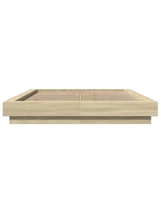 Gultas rāmis ar LED, ozola, 120x190 cm, inženierijas koks