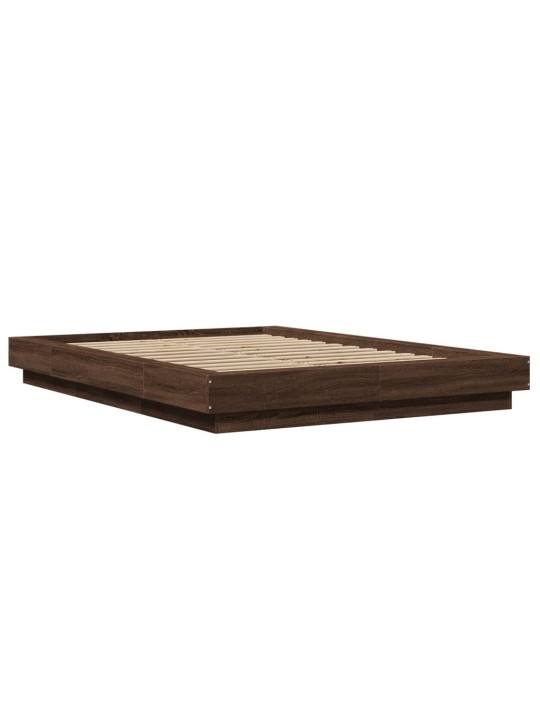 Gultas rāmis ar led, brūns, 120x190 cm, inženierijas koks