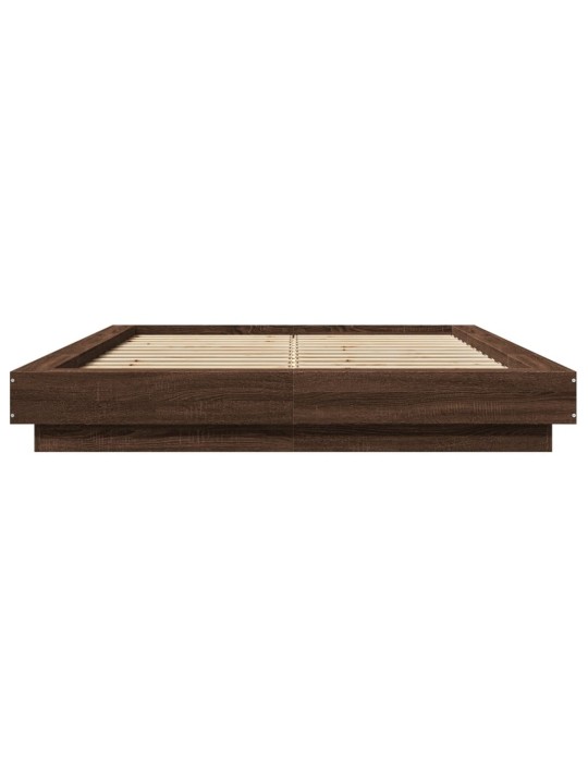 Gultas rāmis ar led, brūns, 120x190 cm, inženierijas koks