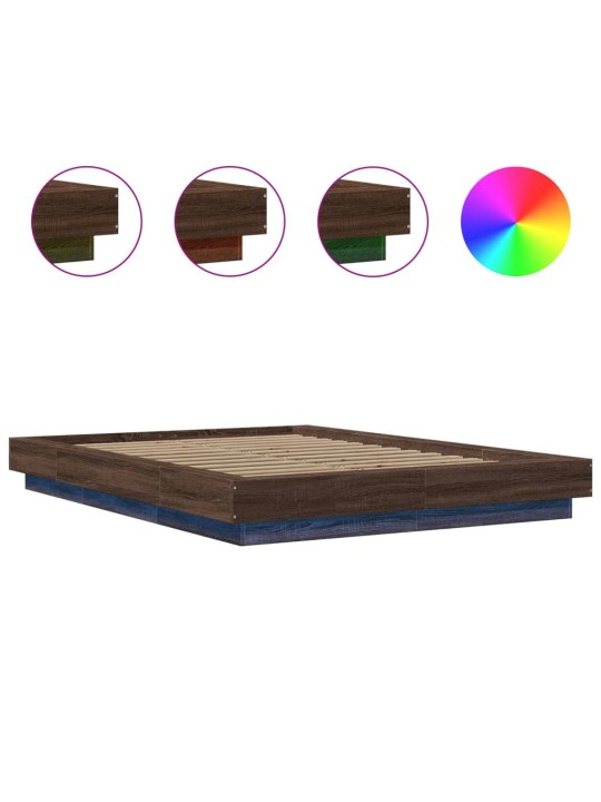 Gultas rāmis ar led, brūns, 120x190 cm, inženierijas koks