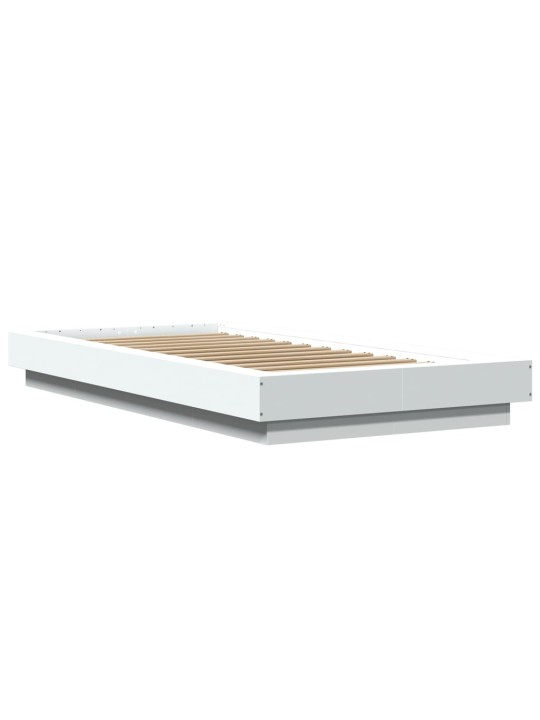 Gultas rāmis ar led, balts, 90x190 cm, inženierijas koks