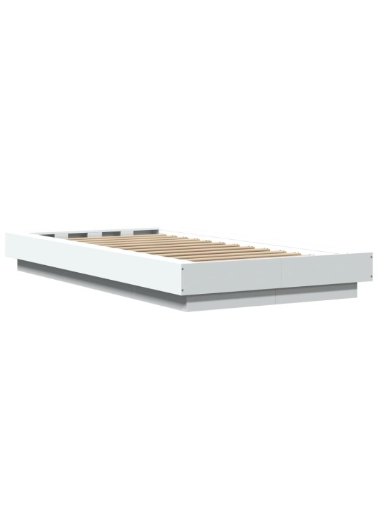 Gultas rāmis ar led, balts, 90x190 cm, inženierijas koks