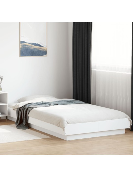 Gultas rāmis ar led, balts, 90x190 cm, inženierijas koks
