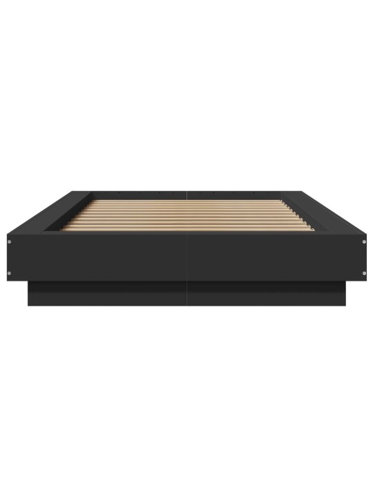Gultas rāmis ar LED, melns, 90x190 cm, inženierijas koks