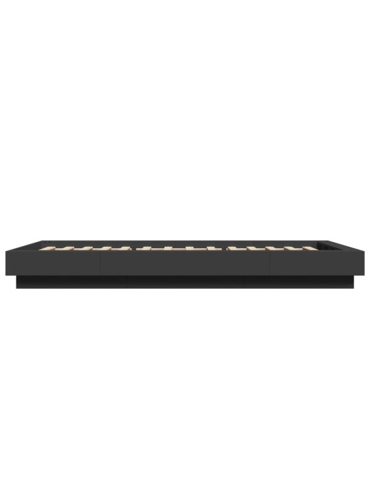Gultas rāmis ar LED, melns, 90x190 cm, inženierijas koks