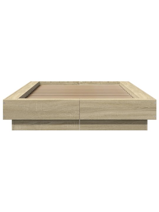 Gultas rāmis ar LED, ozolkoka, 90x190 cm, inženierijas koks