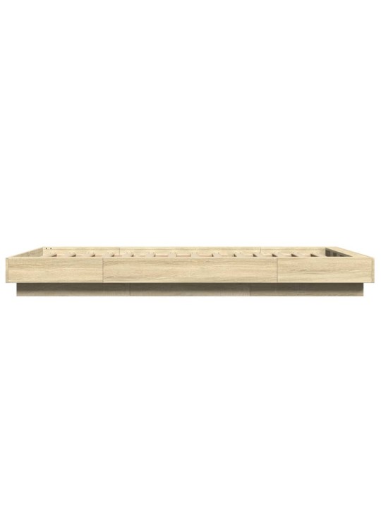 Gultas rāmis ar LED, ozolkoka, 90x190 cm, inženierijas koks