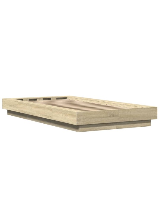 Gultas rāmis ar LED, ozolkoka, 90x190 cm, inženierijas koks