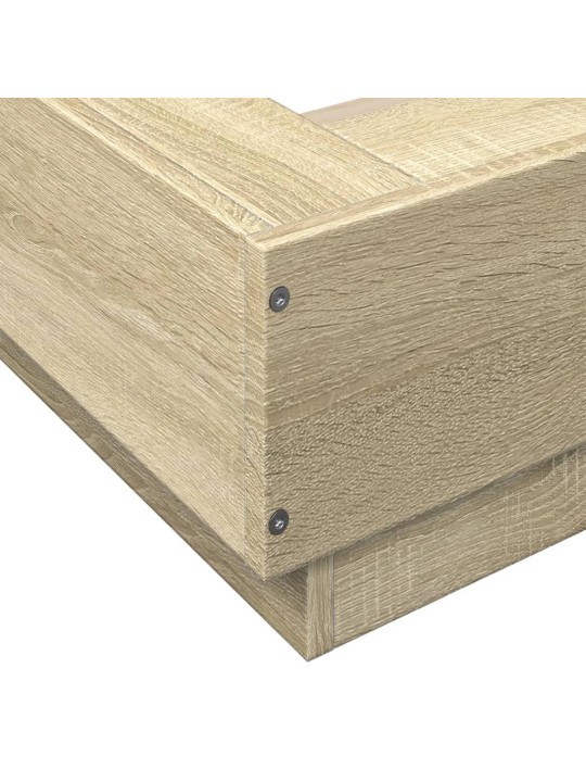 Gultas rāmis ar LED, ozolkoka, 90x190 cm, inženierijas koks