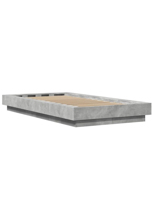Gultas rāmis ar led, betona pelēks, 90x190cm, inženierijas koks