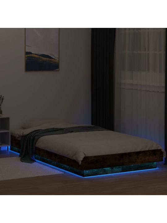 Gultas rāmis ar LED, ozola, 90x190 cm, inženierijas koks