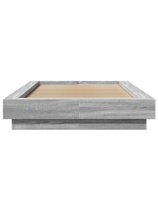 Gultas rāmis ar LED, pelēka ozola, 90x190 cm, inženierijas koks