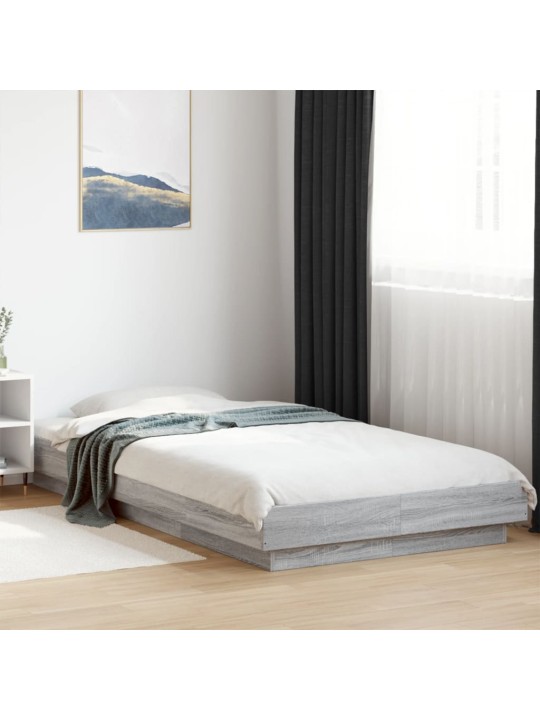 Gultas rāmis ar LED, pelēka ozola, 90x190 cm, inženierijas koks