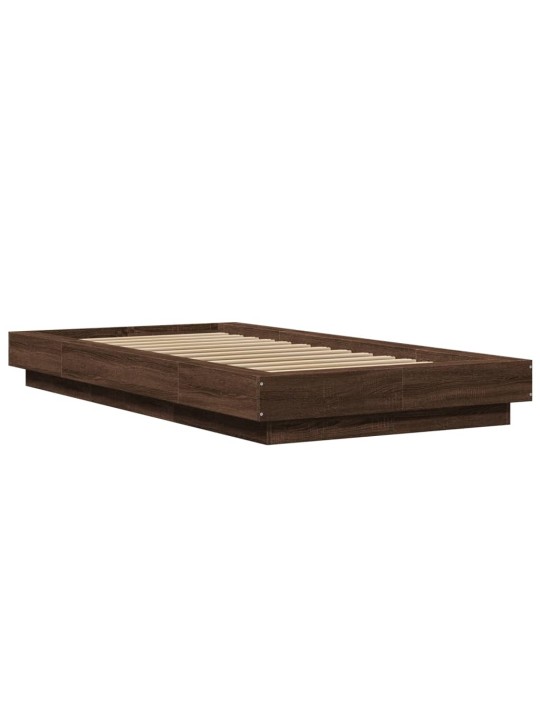 Gultas rāmis ar led, brūna ozola, 90x190 cm, inženierijas koks