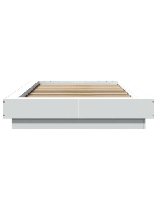 Gultas rāmis ar LED, balts, 75x190 cm, inženierijas koks