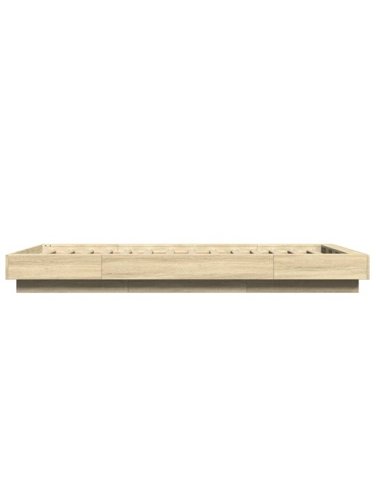 Gultas rāmis ar LED, ozola, 75x190 cm, inženierijas koks