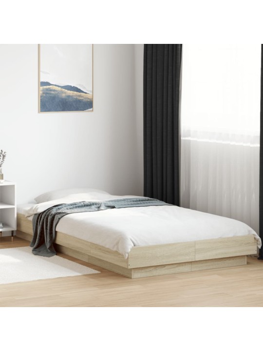 Gultas rāmis ar LED, ozola, 75x190 cm, inženierijas koks