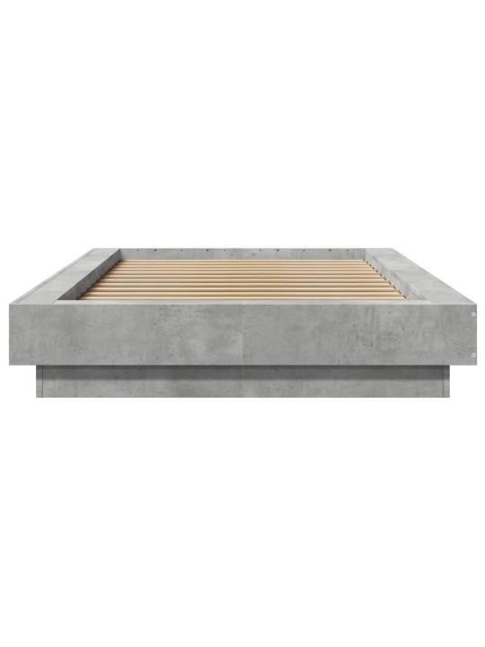 Gultas rāmis ar led, betona pelēks, 75x190cm, inženierijas koks