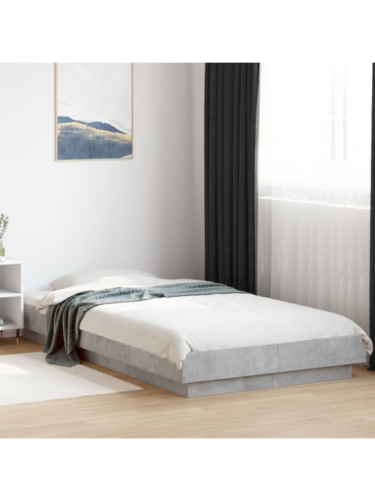 Gultas rāmis ar led, betona pelēks, 75x190cm, inženierijas koks