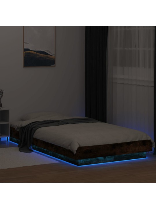 Gultas rāmis ar LED ozolkoka krāsā 75x190 cm inženierijas koks