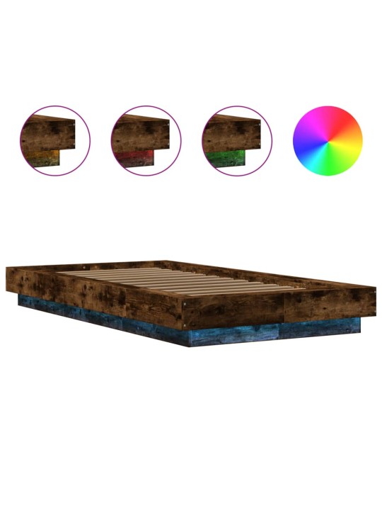 Gultas rāmis ar LED ozolkoka krāsā 75x190 cm inženierijas koks