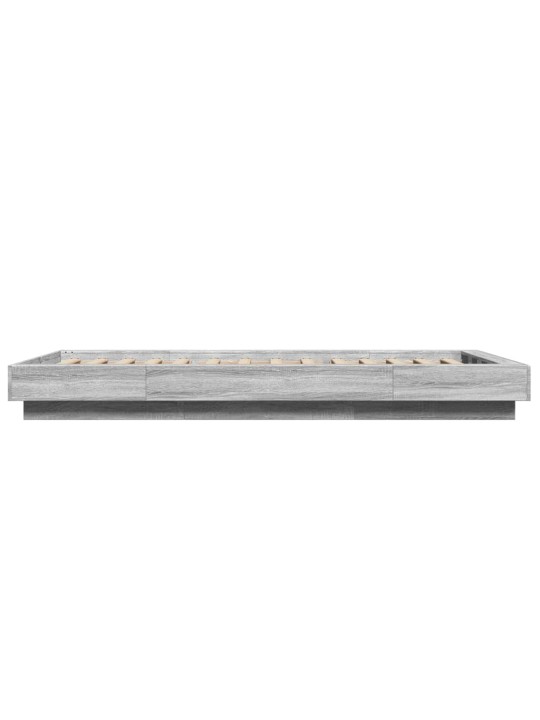 Gultas rāmis ar LED pelēka ozolkoka 75x190 cm inženierijas koks