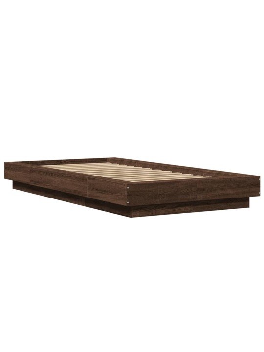 Gultas rāmis ar led, brūna ozola, 75x190 cm, inženierijas koks