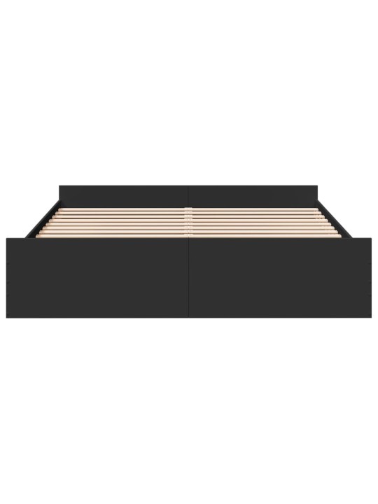 Gultas rāmis ar atvilktnēm, melns, 200x200cm, inženierijas koks