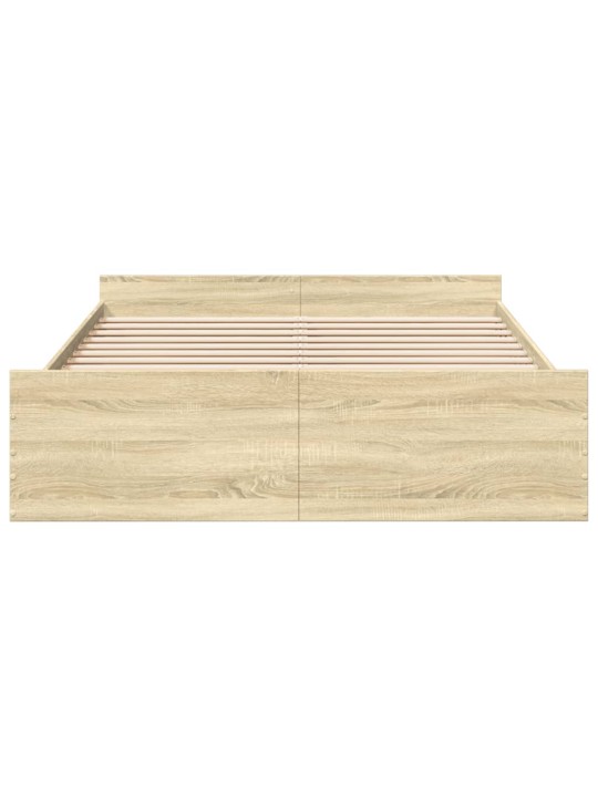 Gultas rāmis ar atvilktnēm, ozola, 160x200cm, inženierijas koks