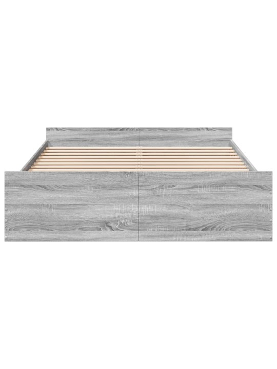 Gultas rāmis ar atvilktnēm, pelēks,150x200cm, inženierijas koks