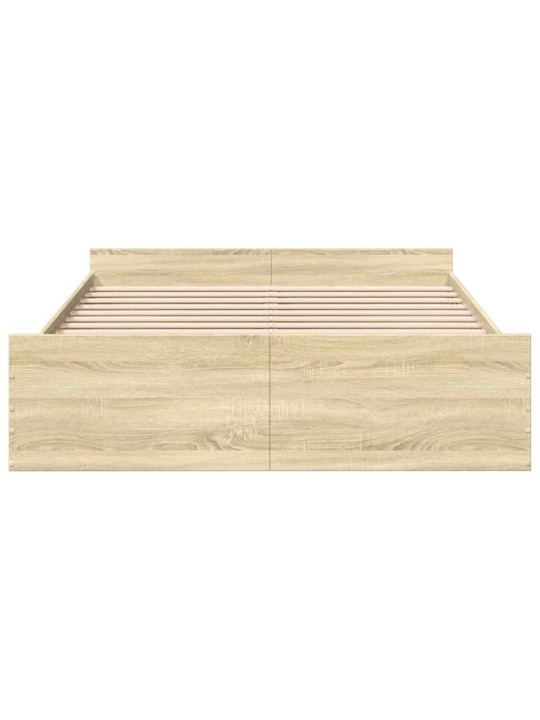 Gultas rāmis ar atvilktnēm, ozola, 140x200cm, inženierijas koks