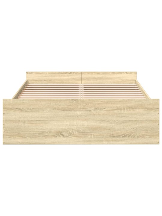 Gultas rāmis ar atvilktnēm, ozola, 120x200cm, inženierijas koks