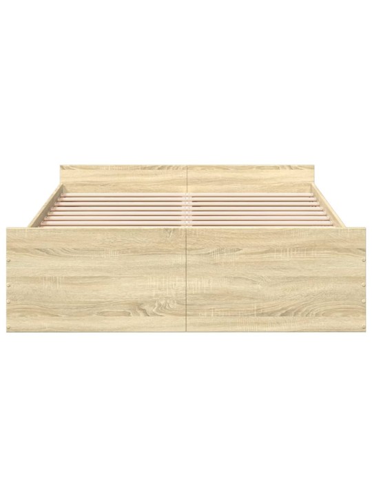 Gultas rāmis ar atvilktnēm, ozola, 140x190cm, inženierijas koks