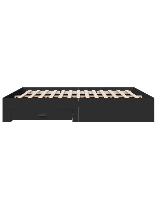 Gultas rāmis ar atvilktnēm, melns, 200x200cm, inženierijas koks