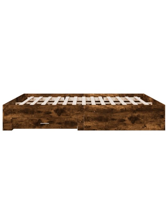 Gultas rāmis ar atvilktnēm, ozola, 200x200cm, inženierijas koks