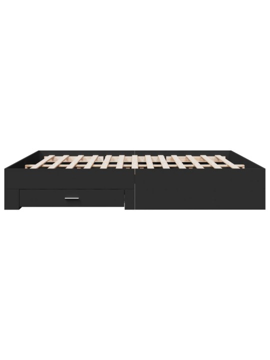 Gultas rāmis ar atvilktnēm, melns, 180x200cm, inženierijas koks
