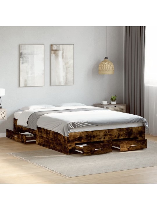 Gultas rāmis ar atvilktnēm, ozola, 120x200cm, inženierijas koks