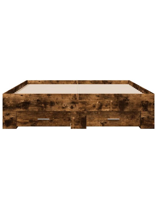 Gultas rāmis ar atvilktnēm, ozola, 135x190cm, inženierijas koks