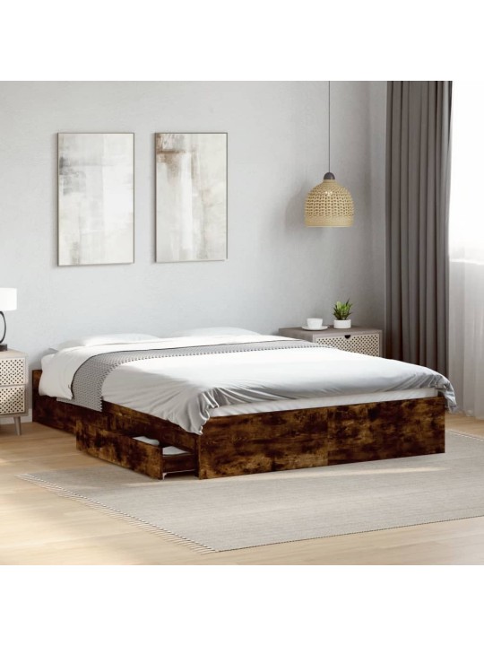 Gultas rāmis ar atvilktnēm, ozola, 120x200cm, inženierijas koks