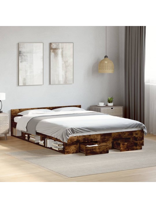 Gultas rāmis ar atvilktnēm, ozola, 120x200cm, inženierijas koks